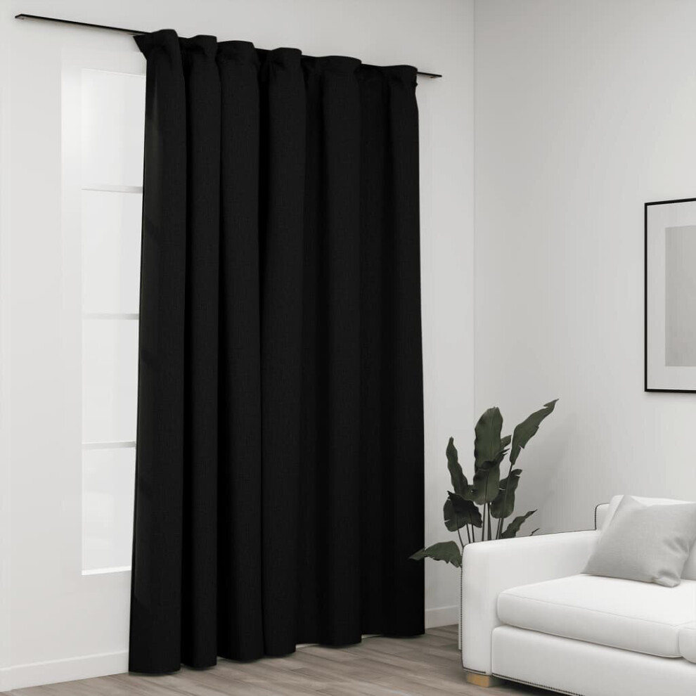 Vidaxl Linen-Look Blackout Curtain With Hooks Anthracite 290X245cm Drape Blind