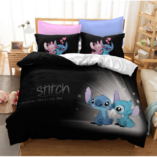 (Pattern 18, King) Lilo Stitch Bedding Single Double Duvet Cover Set