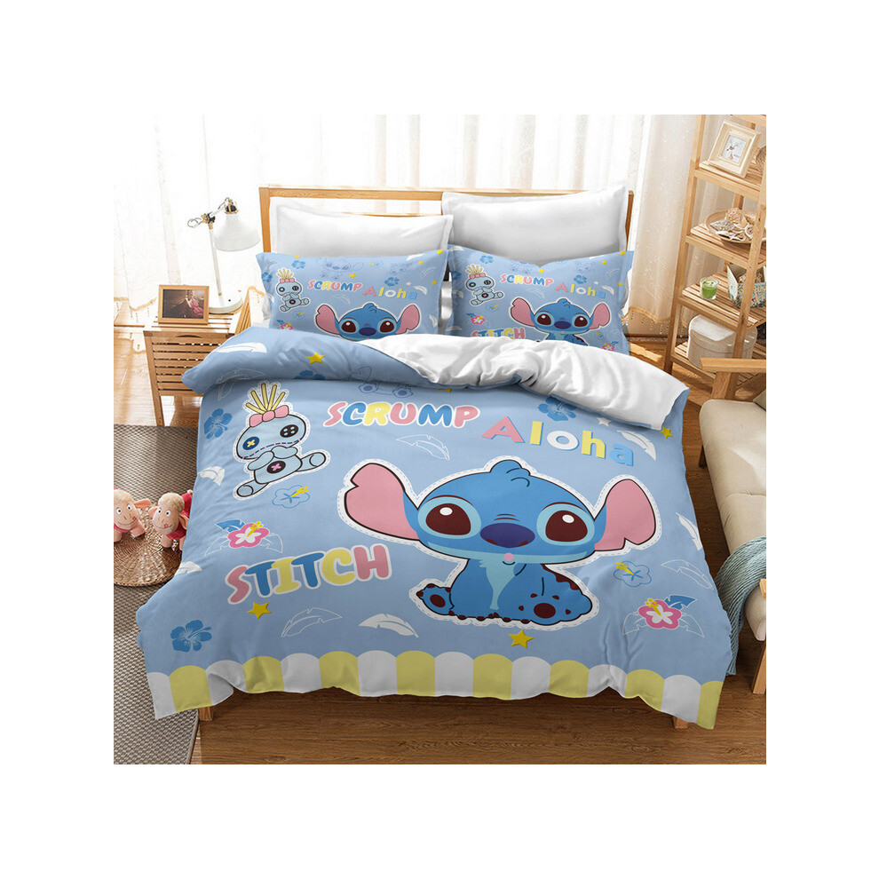 (Pattern 01, Single) Lilo Stitch Bedding Single Double Duvet Cover Set