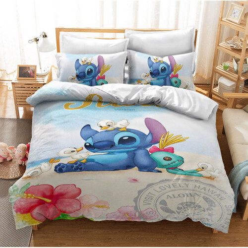 (Pattern 04, Single) Lilo Stitch Bedding Single Double Duvet Cover Set