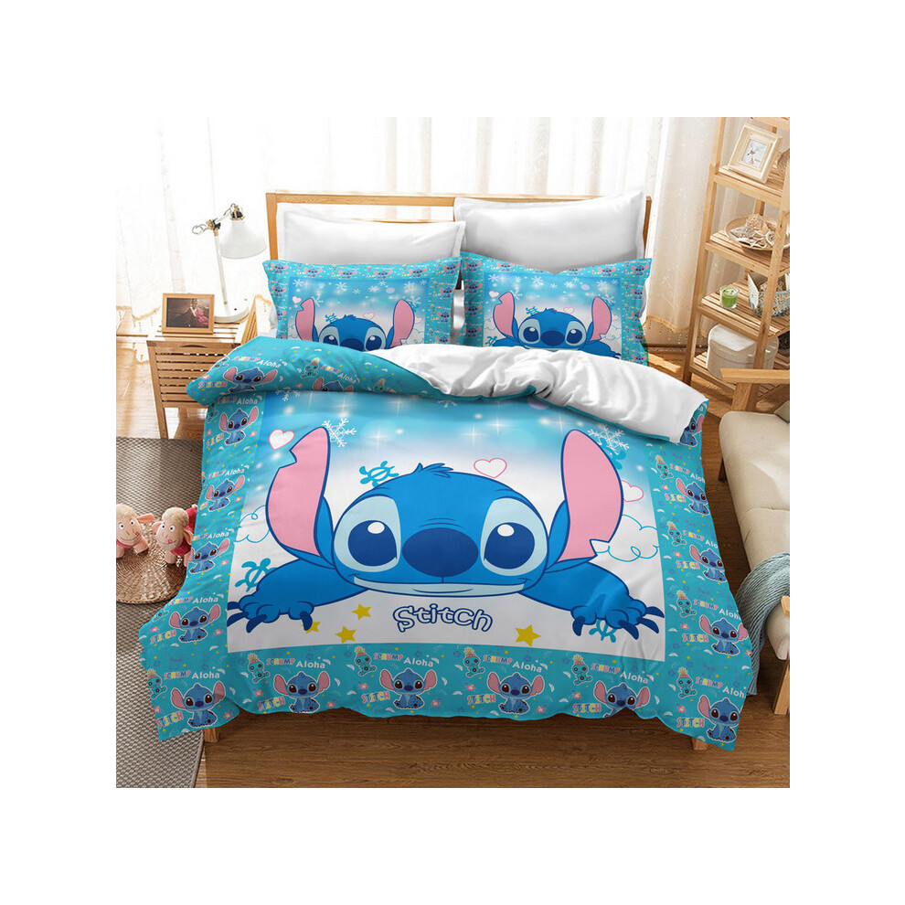 (Pattern 02, Single) Lilo Stitch Bedding Single Double Duvet Cover Set