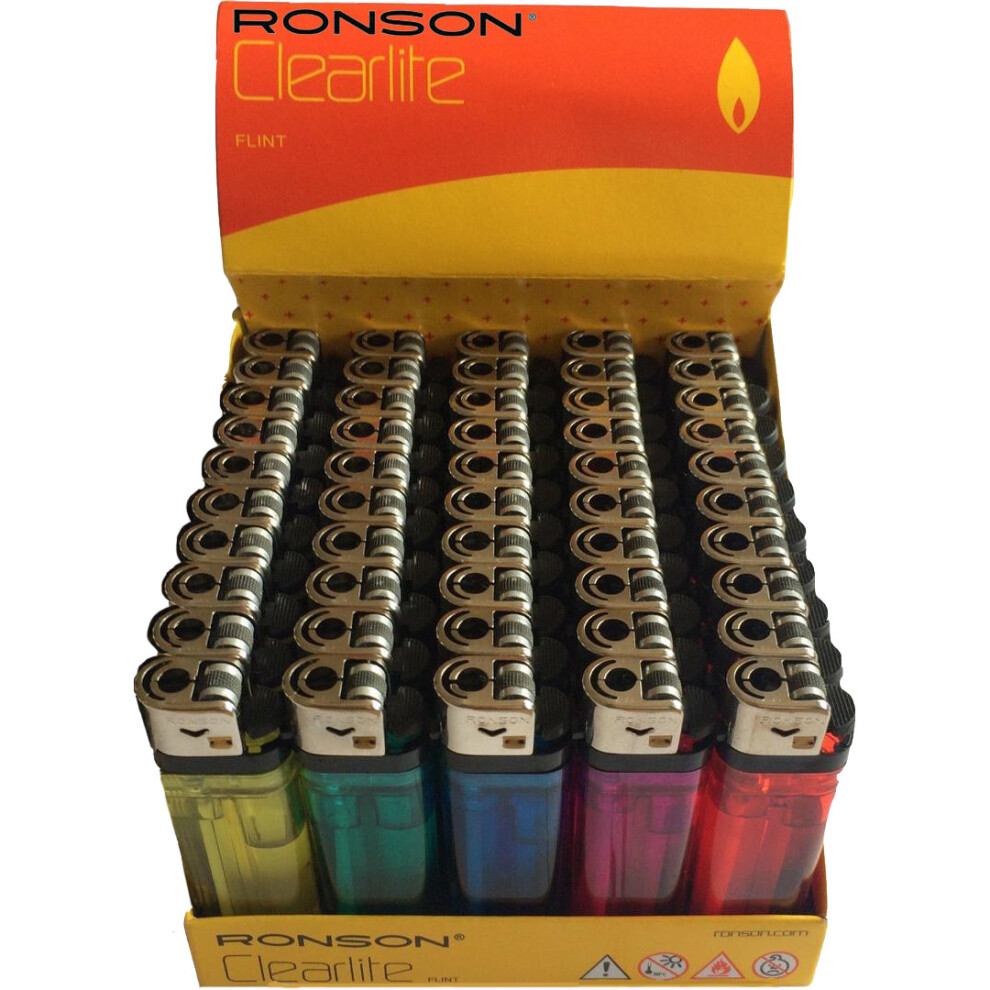 Ronson Clearlight Flint Lighters - Disposable (50 Pack)