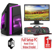 Fast Gaming PC Bundle Intel QuadCore i5 16GB 1TB Windows 10 2GB GT710 F3 Purple - Refurbished