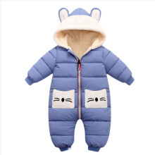 (Blue, 6-12 Months) Baby Kids Jumpsuit Coat Winter Down Hooded Jacket