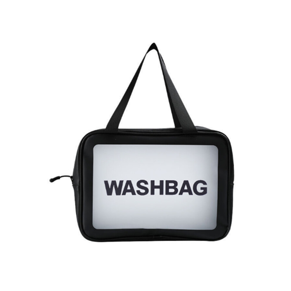 Dsport B02 2Pcs Medium Black Transparent Cosmetic Bag Travel Portable Scrub Bath Waterproof Portable Toiletry Bag Cosmetic Storage Bag