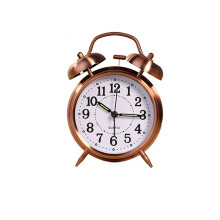 F07 Twin Bell Retro Copper Metal 4" Extra Loud Operated for Bedside Table Vintage Silent Old Fashioned Decorative Desk Clocks