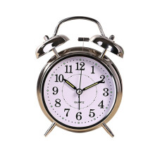 F10 Twin Bell Retro Copper Metal 5" Extra Loud Operated for Bedside Table Round Shape Silent Metal Bell Alarm Clock Desk Clocks