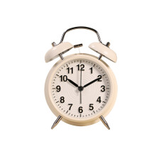 F08 Twin Bell Retro Copper Metal 4" Extra Loud Operated for Bedside Table Vintage Silent Old Fashioned Decorative Desk Clocks