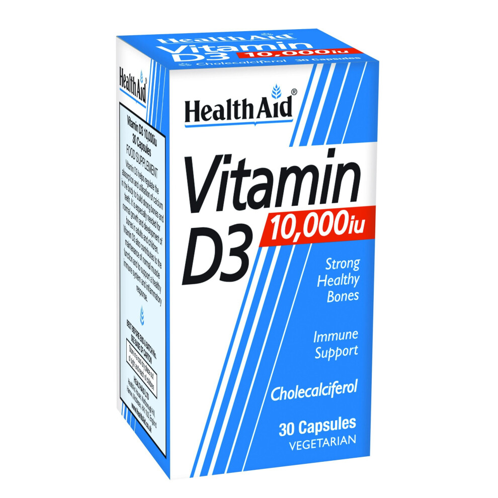 Health Aid, Vitamin D3 10,000iu, 30 Veg Caps