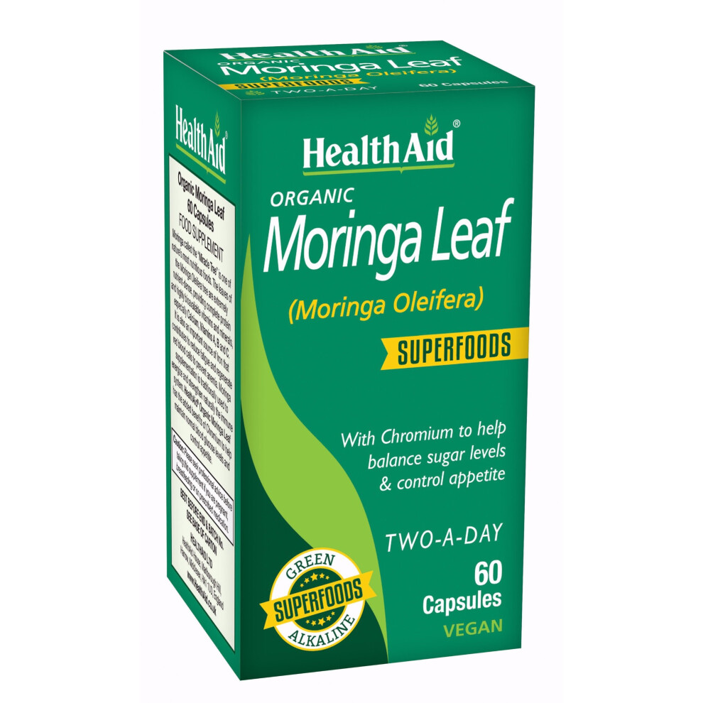 Health Aid Organic Moringa Leaf, 60 Capsules