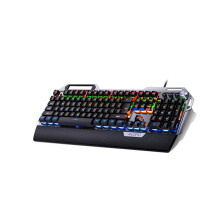 K55 104 Keys Blue Switches Wired USB Keyboards Programmable Gaming Marquee Keyboard with Hand Rest for PC Gamer Computer Desktop