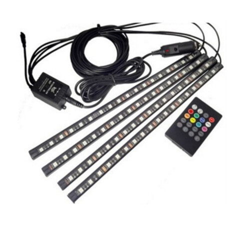S04 1 to 4 Car Voice Control Remote Control Atmosphere Light Wide-angle Car LED18SMD Colorful Foot Light Car Bottom Light