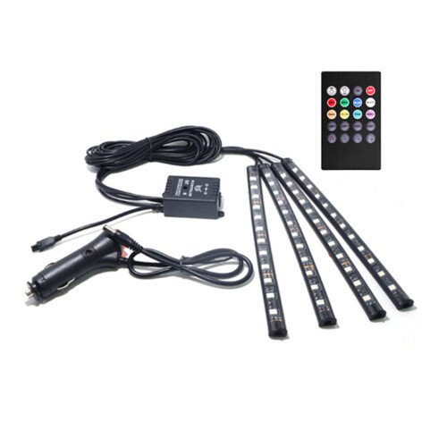 S12 1 to 4 Car Atmosphere Lamp Foot Sole Lamp Atmosphere Lamp 48smd Colorful Remote Control Sound Control Lamp Music Rhythm Lighting