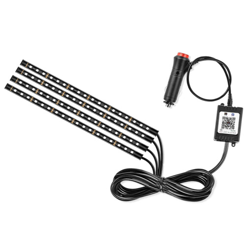S29 1 to 4 Car Foot Sole Atmosphere Light Bluetooth APP Colorful Light with USB Music Light Strip Set Car Bottom Light