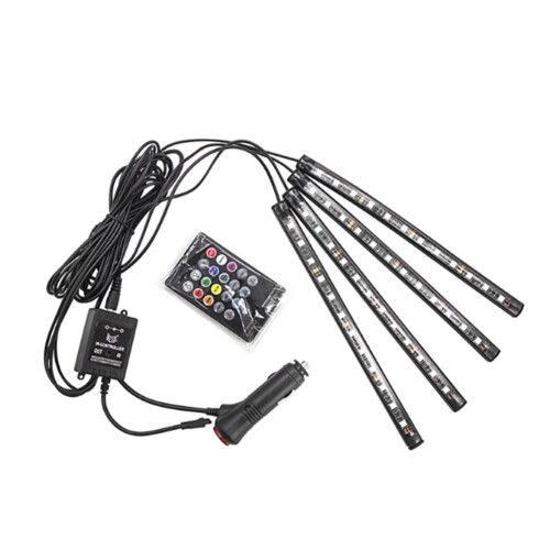 S37 1 to 4 12led Car Cigarette Lighter Atmosphere Light Foot Sole Light Voice Control Atmosphere Light Colorful Music Rhythm Light