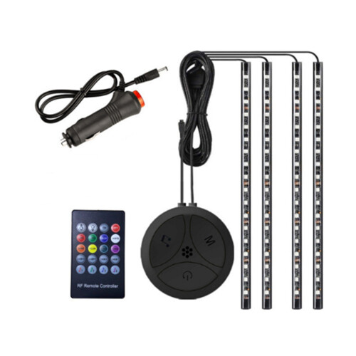 S36 1 to 4 18led Lamp with Cigarette Lighter Bluetooth Audio Control Car Atmosphere Lamp RF Wireless Car Colorful Soft Light Bar