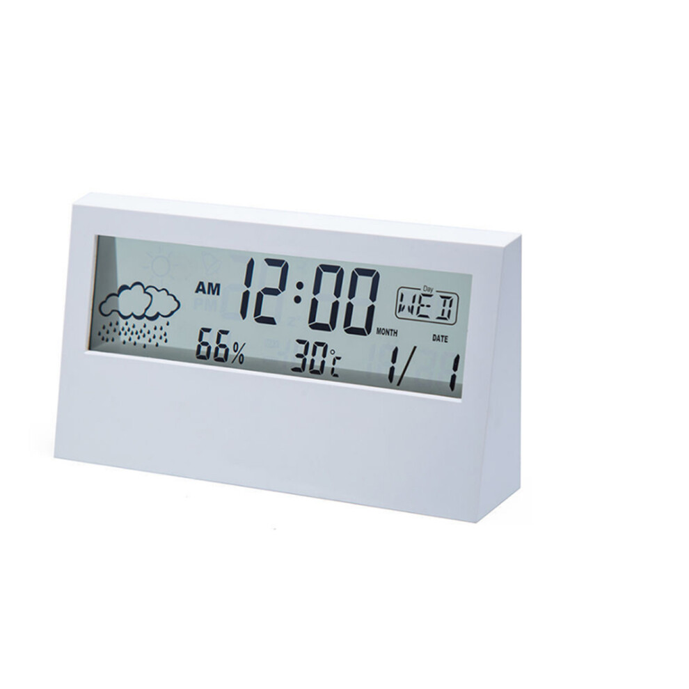 Dsport F16 Lcd Bedside Table Clock Creative Digital Clock Multifunctional Weather Electronic Alarm Clock With Temperature And Humidity Light