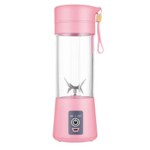 380ML Portable Blender USB Rechargeable Juicer Cup Smoothies Mixer Fruit Machine 6 Blades Juicer -Pink
