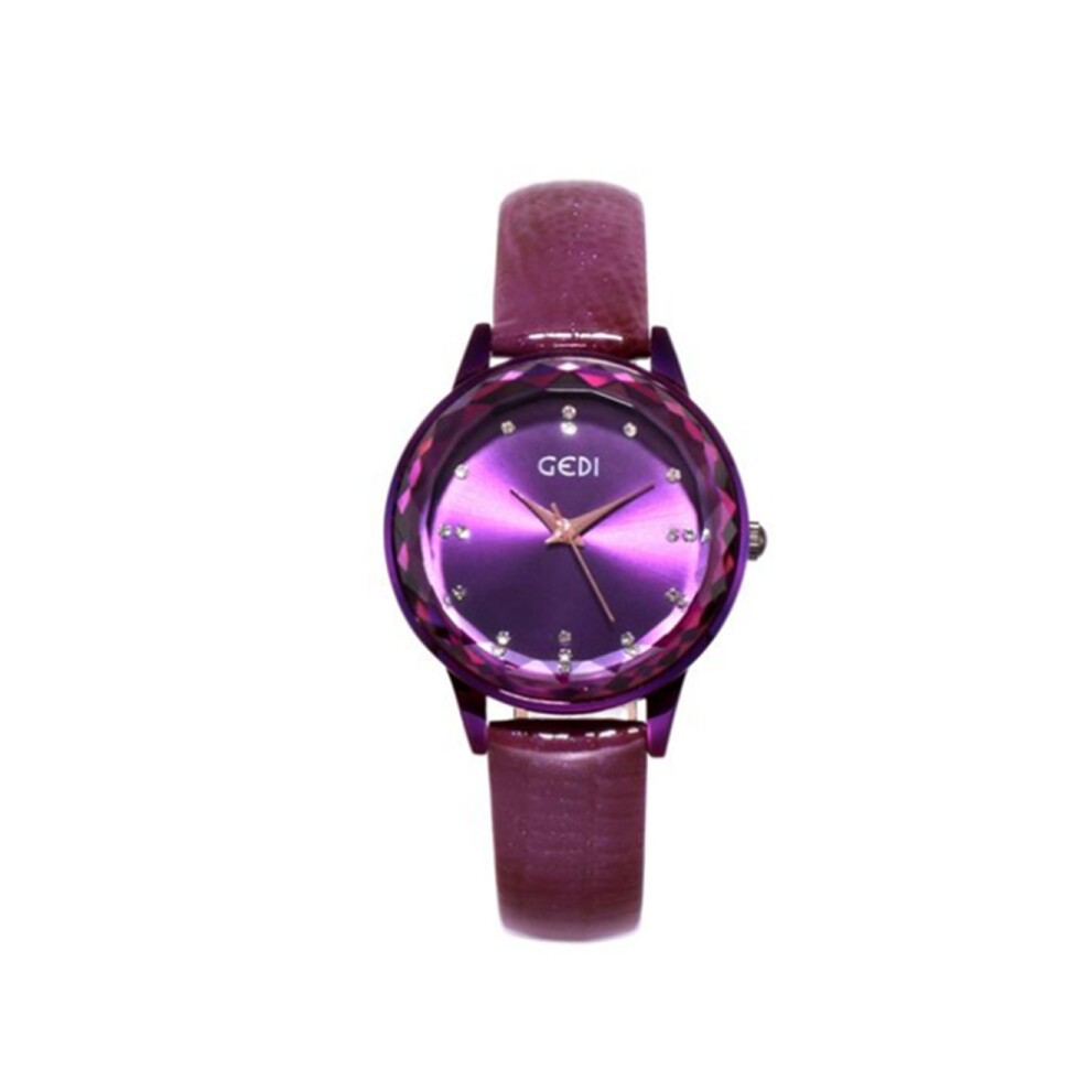 W37 Bright Purple Belt Simple Female Watch Sports and Leisure Watch Retro Waterproof Quartz Watch Art Girl Decorative Wristband Jewelry-image-OPC-P8C58FJ-NEW