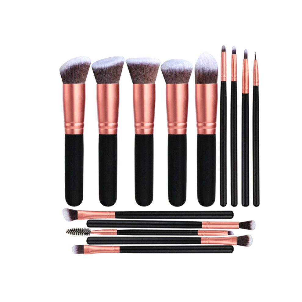Dsport Golden 14Pcs Rose Makeup Brushes Premium Synthetic Foundation Powder Concealers Eye Shadows Makeup Brush Set