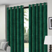 (Green , 66''x90''(167x228cm)) Crushed Velvet Eyelet Ring Top Ready Made Curtains