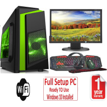 Fast Gaming PC Bundle Intel QuadCore i5 16GB 1TB Windows 10 4GB GTX1050TI F3 Green - Refurbished