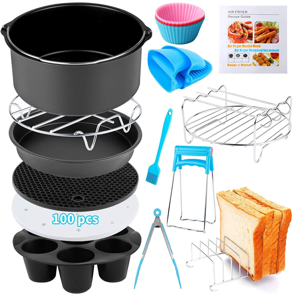 Air Fryer Accessories 12 PCS for COSORI Ninja Phillips Gowise Gourmia Dash Power XL Air Fryer, Fit 3.2-4.2-5.8QT Air Fryer with 7 Inch Cake Pan