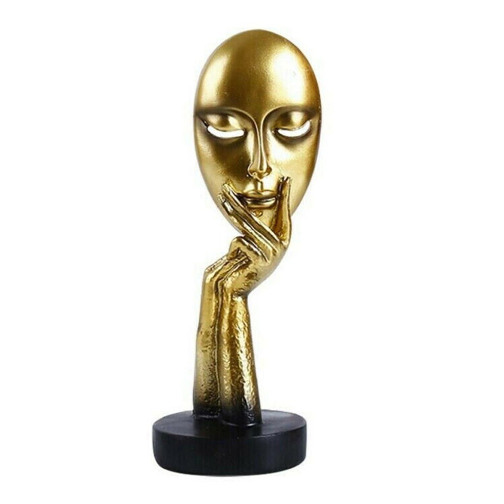 (Gold--29cm) Tall Modern Art Abstract Thinker Face Sculpture Statue Figurine Head Ornament