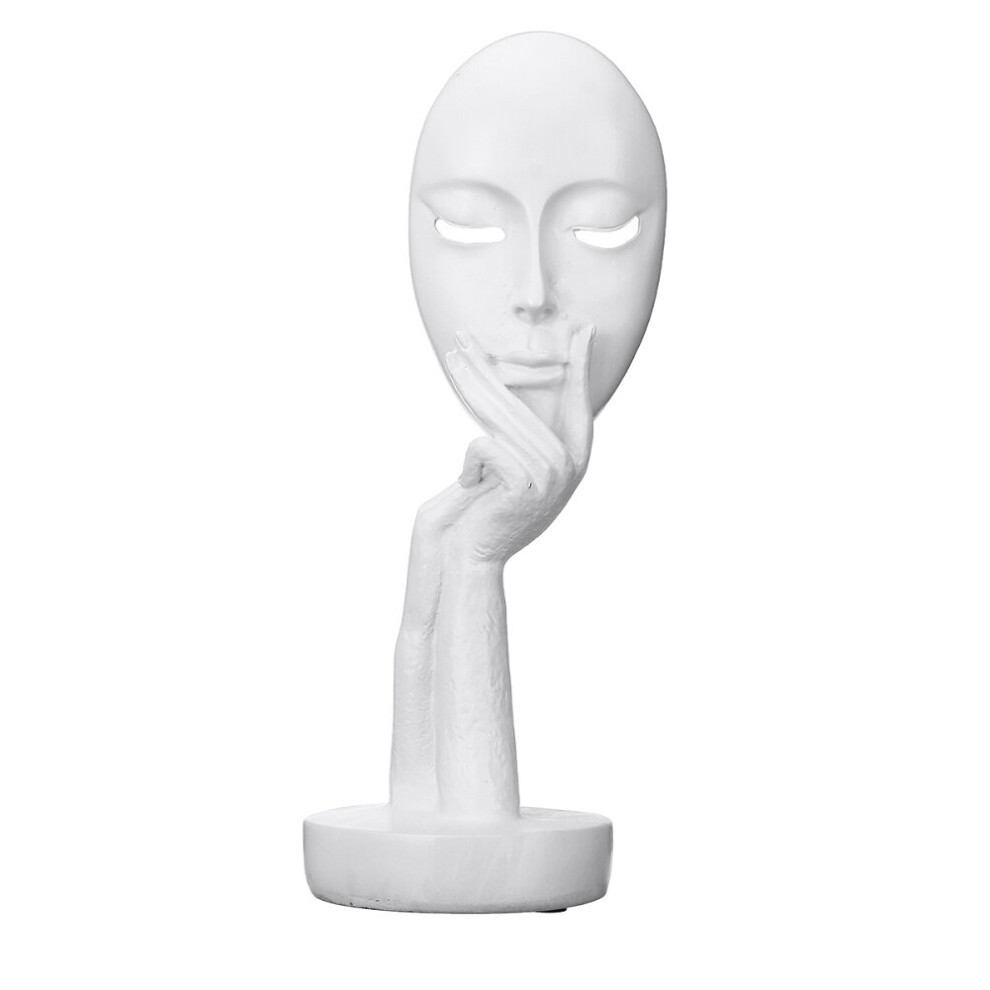 Living And Home (-29Cm) Tall Modern Art Abstract Thinker Face Sculpture Statue Figurine Head Ornament White