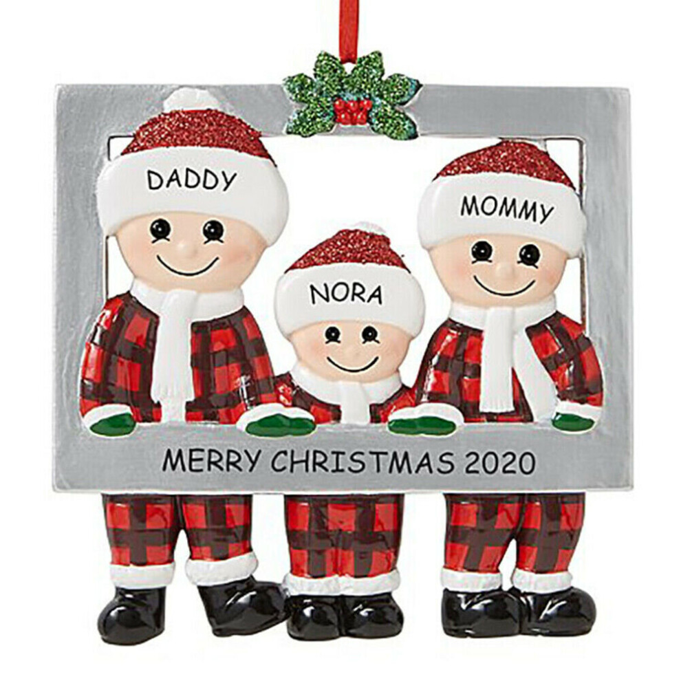 (Family of 3) Christmas Tree Ornament 2020 Family Xmas Lockdown