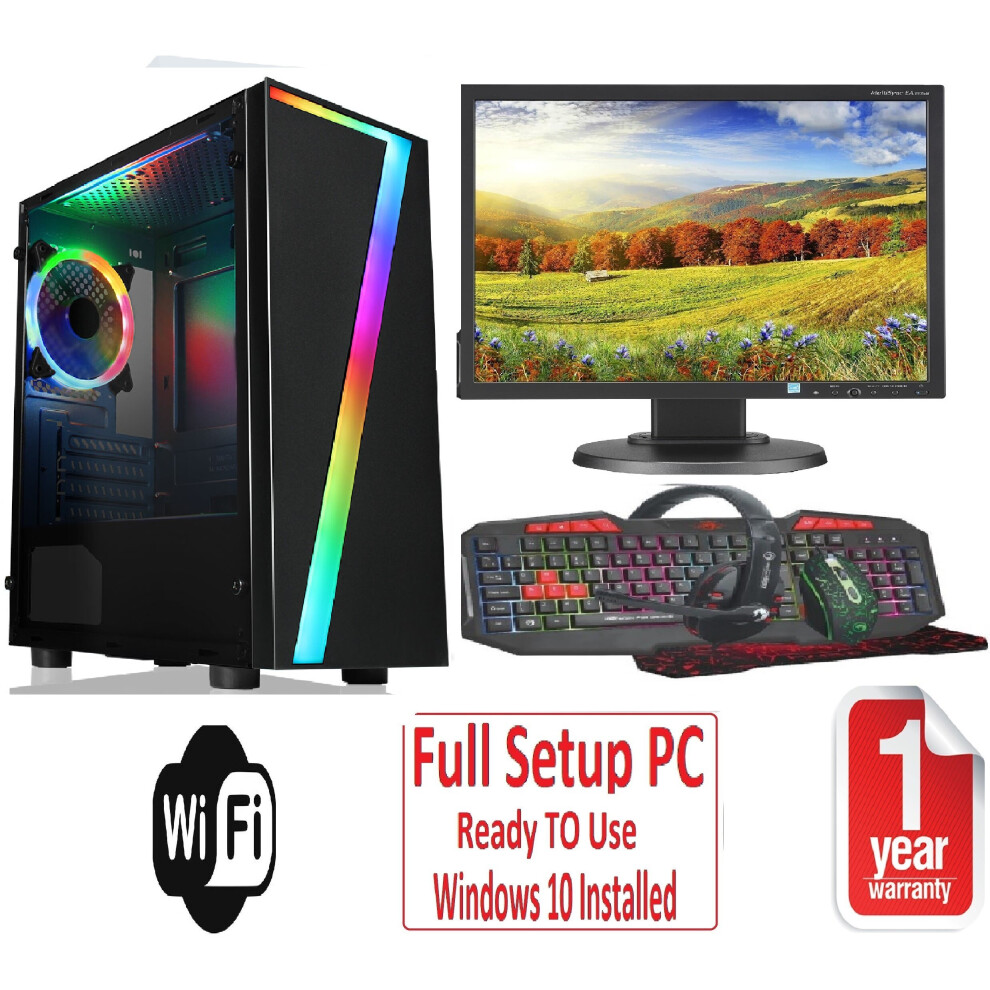 Fast Gaming Pc Bundle Intel Quadcore I5 16Gb 1Tb Windows 10 4Gb Gtx1050ti Seven Case 5060903956496