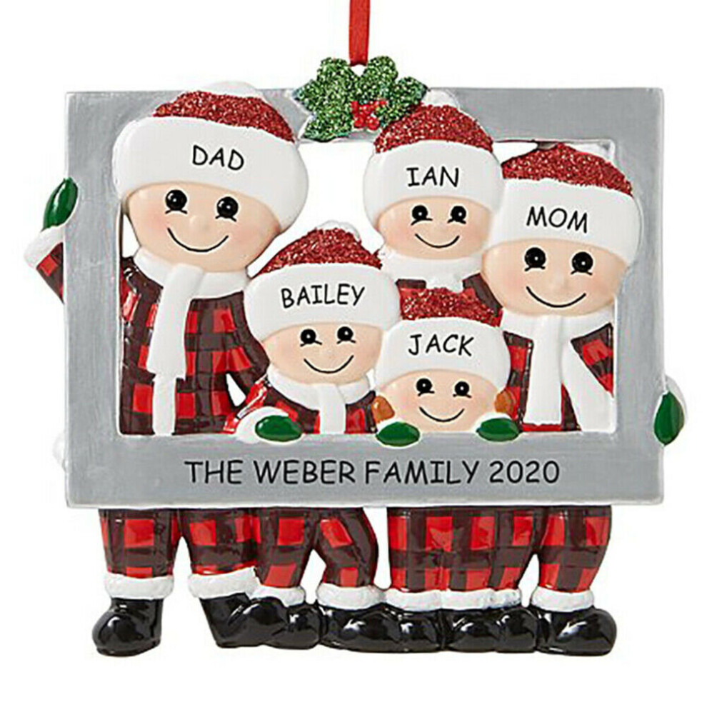 (Family of 5) Christmas Tree Ornament 2020 Family Xmas Lockdown