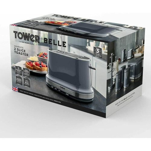 Tower Tower Stylish Kitchen BELLE  Graphite Grey 2 Slice Toaster 2