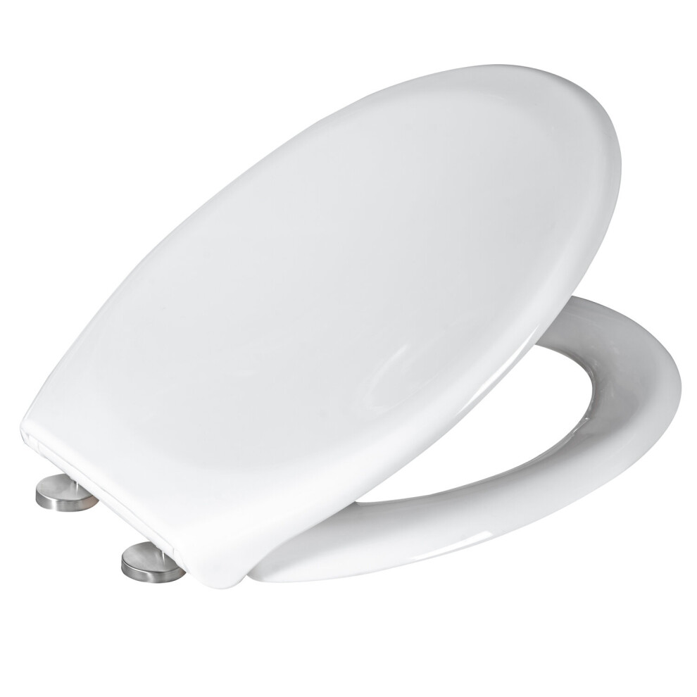 Soft Close White Plastic Toilet Seat with Wrap Over Lid Top Fixing
