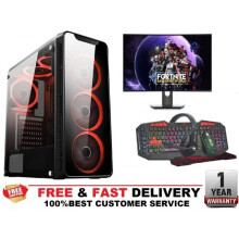 Fast Gaming PC Bundle Intel QuadCore i5 16GB 1TB Windows 10 4GB GTX1050TI Red Blaze - Refurbished