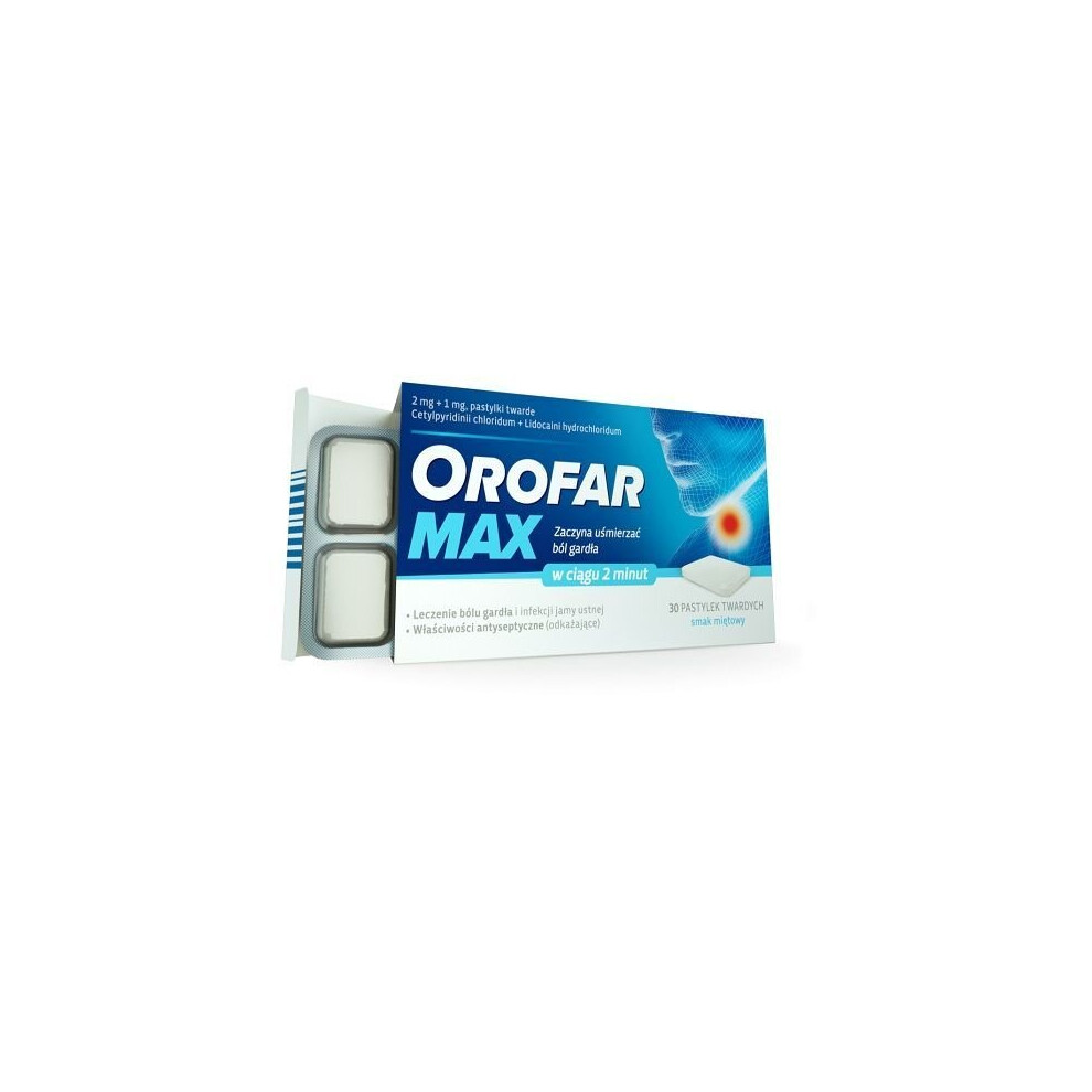 Orofar Max 2 mg + 1 mg, smak miÄtowy, 20 pastylek twardych