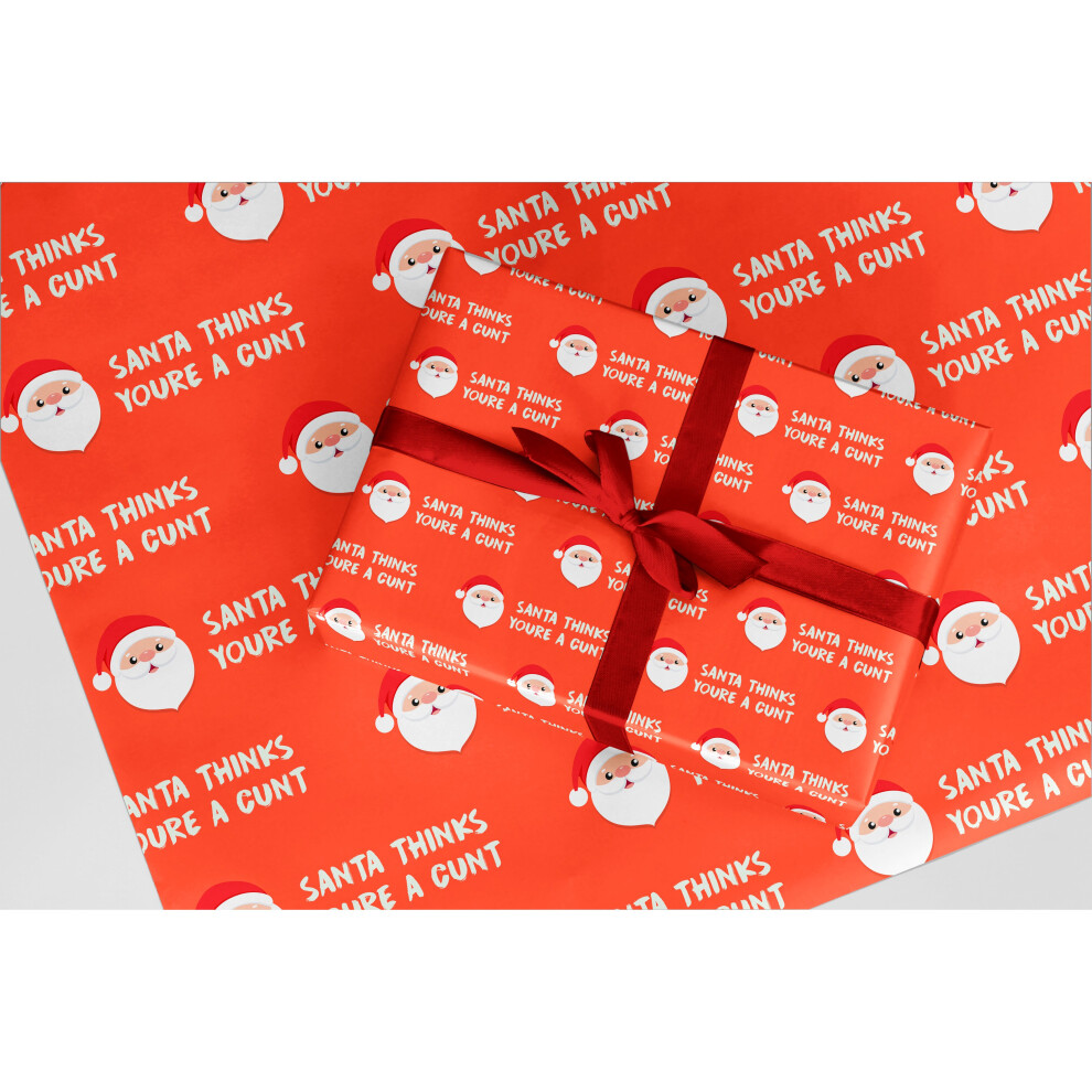 Rude Wrapping Paper 12 Santa Thinks You're A C*** Christmas Gift Wrap