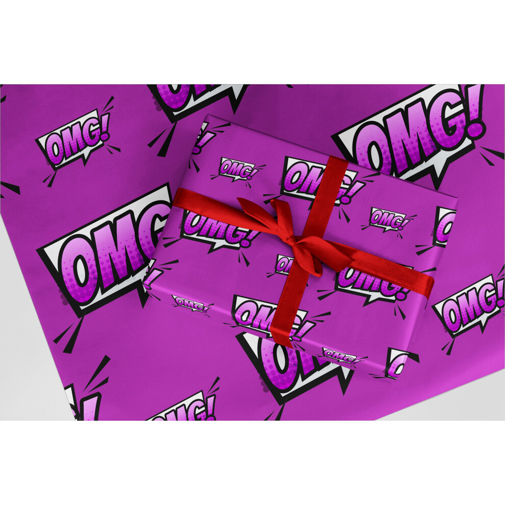 Funny Rude Wrapping Paper 34 OMG Purple Birthday Christmas Gift Wrap