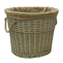 Hessian Lined Willow Woven Fireside Log Laundry Basket