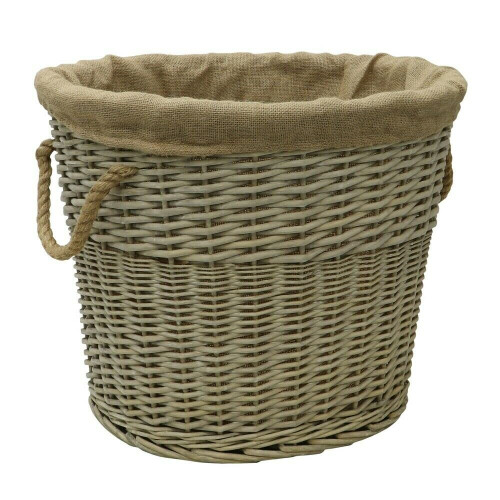 Hessian Lined Willow Woven Fireside Log Laundry Basket
