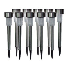 (White) Pack of 10 Stainless Steel Solar LED Post Lights
