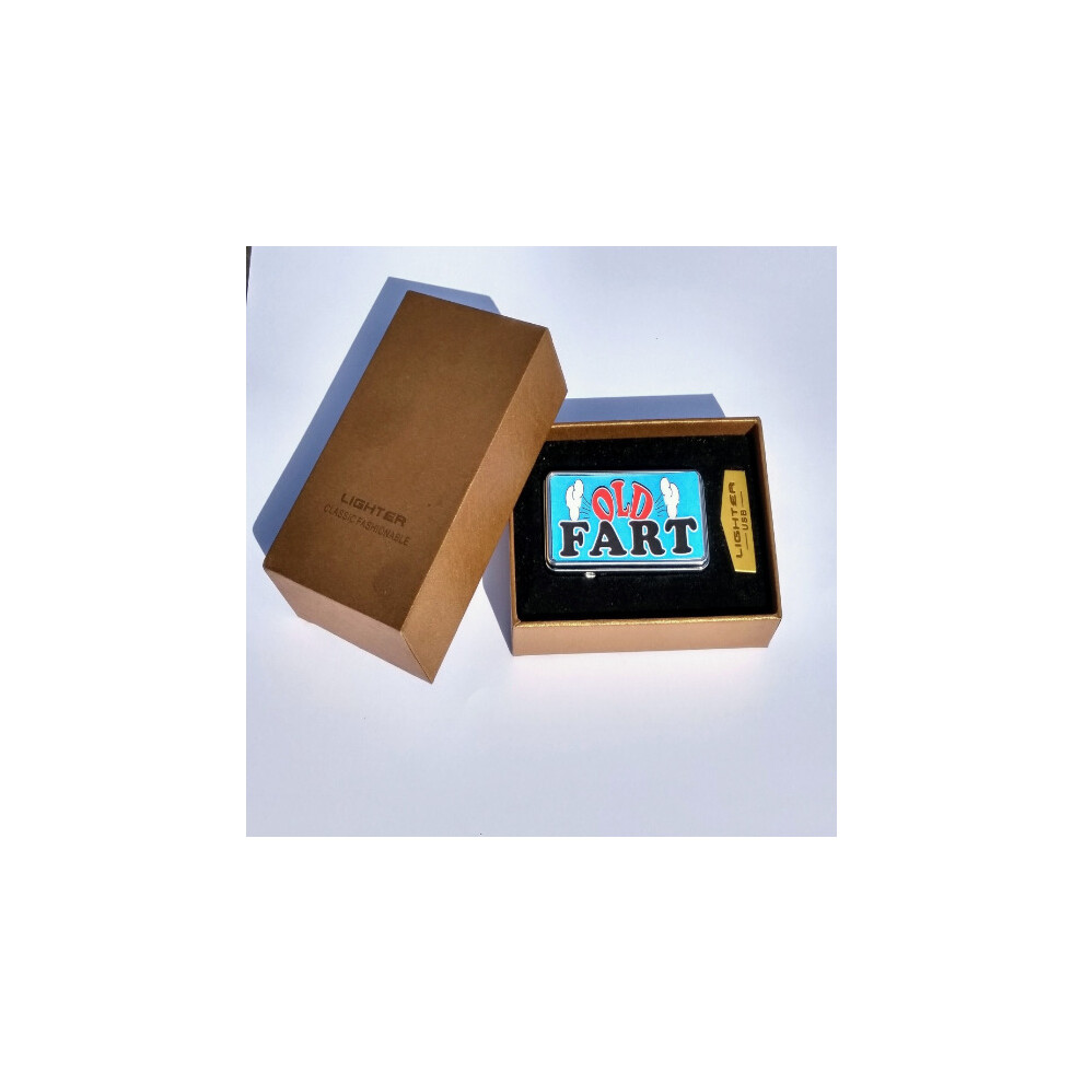 Personalised Gift Products Old Fart Gift Boxed Rechargeable Silver Metal Usb Lighter