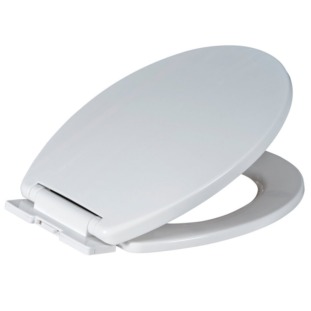 White Soft Close Toilet Seat with Top Fixing and Adjustable Hinges