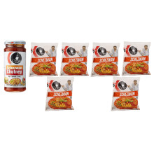 Chings Schezwan Chutney 250g & Pack of 6 Chings Singapore Curry Noodles 60g, Make Your Noodles Tantalizing and Delicious
