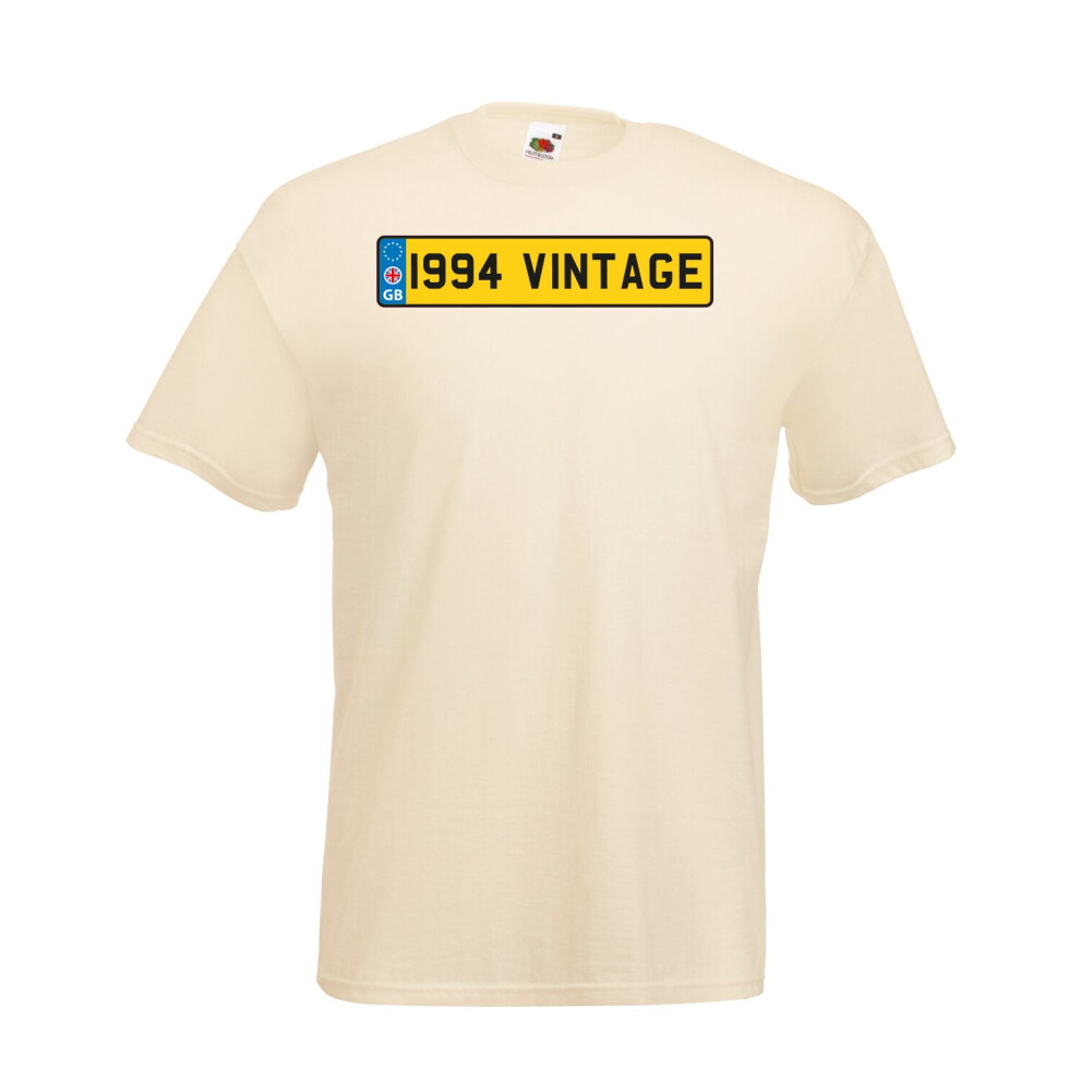 (Natural, XL) 1994 Vintage Number Plate Birthday Graphic High Quality T-Shirt, Tee, Men's, Unisex
