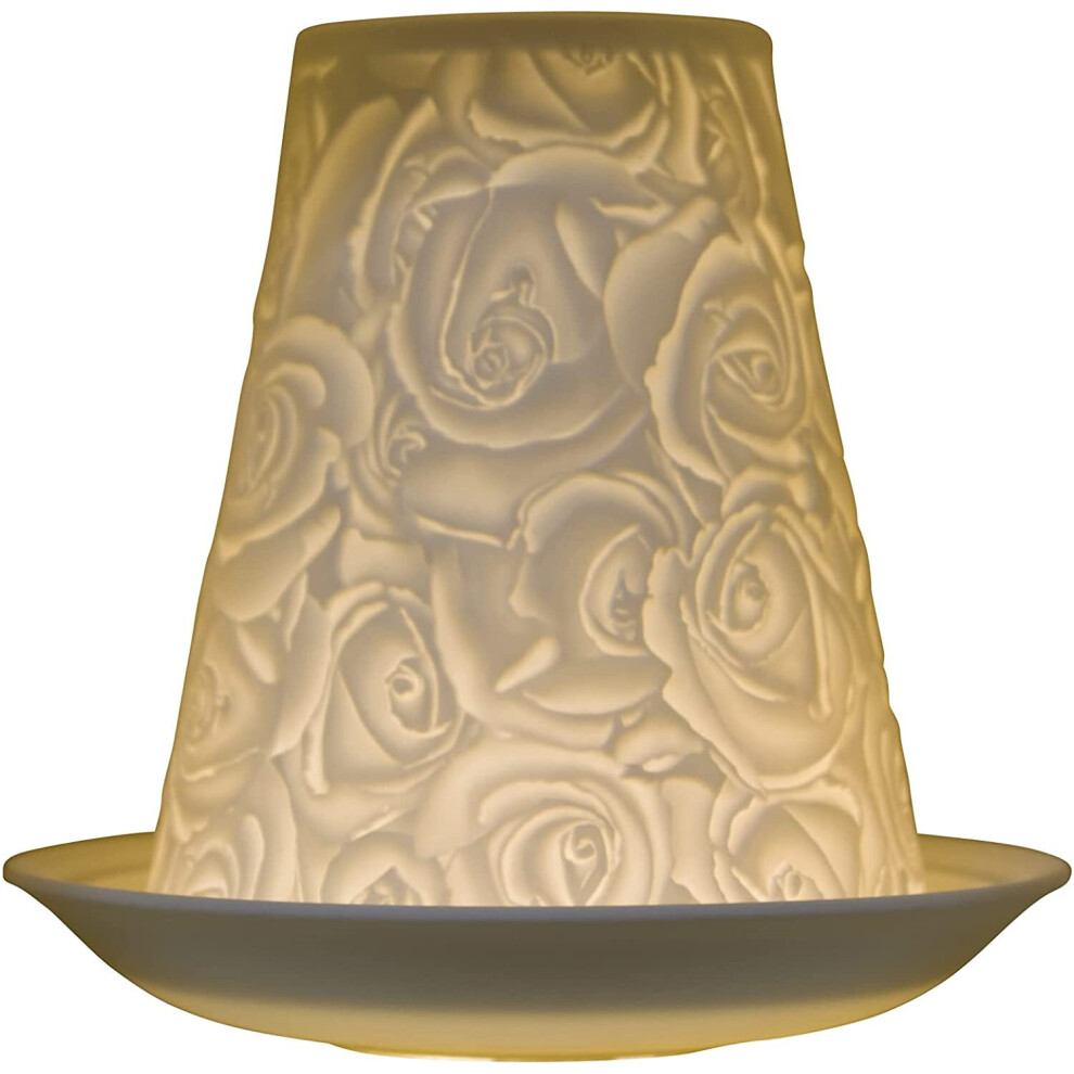 Nordic Lights Allover Rose Porcelain Tealight Holder Cone & Tray