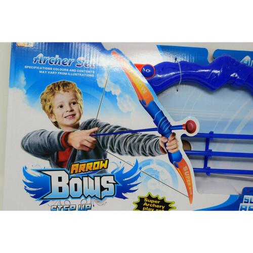 BOYS BOW & ARROW SET ARCHERY - 3 SUCTION CUP ARROWS - BLUE 2