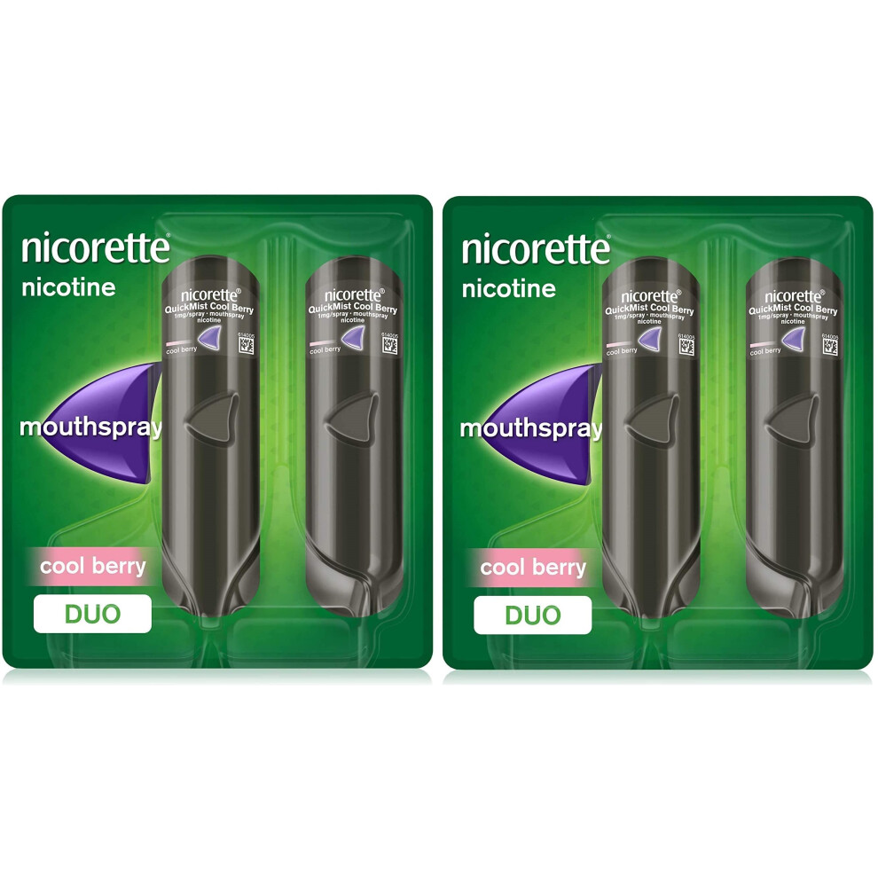 Nicorette QuickMist Cool Berry 2 x 150 1mg Mouth Spray (Bundle of 2)