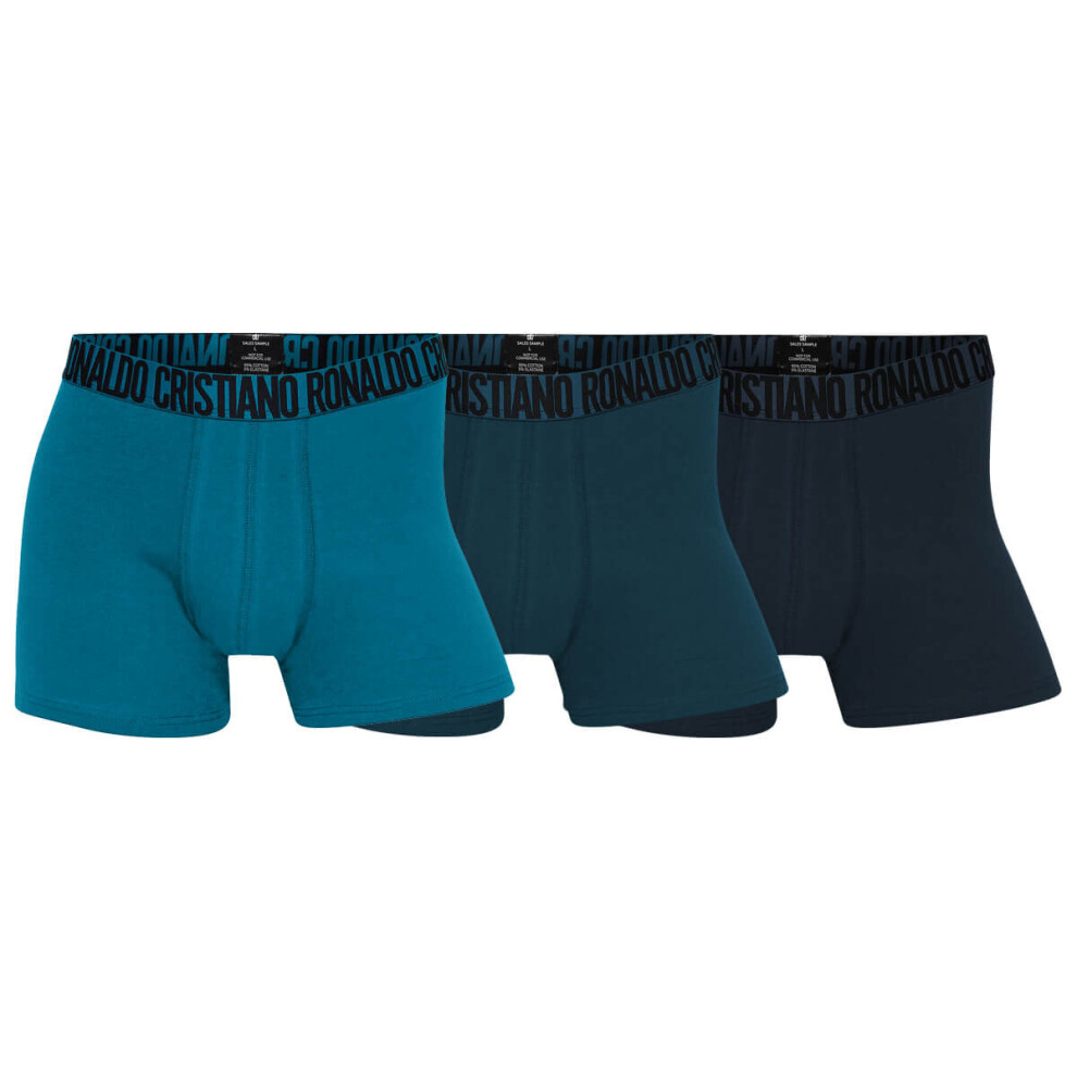 (M, Navy/Blue) CR7 Mens Cristiano Ronaldo 3-Pack Cotton Breathable Trunk Boxer Briefs
