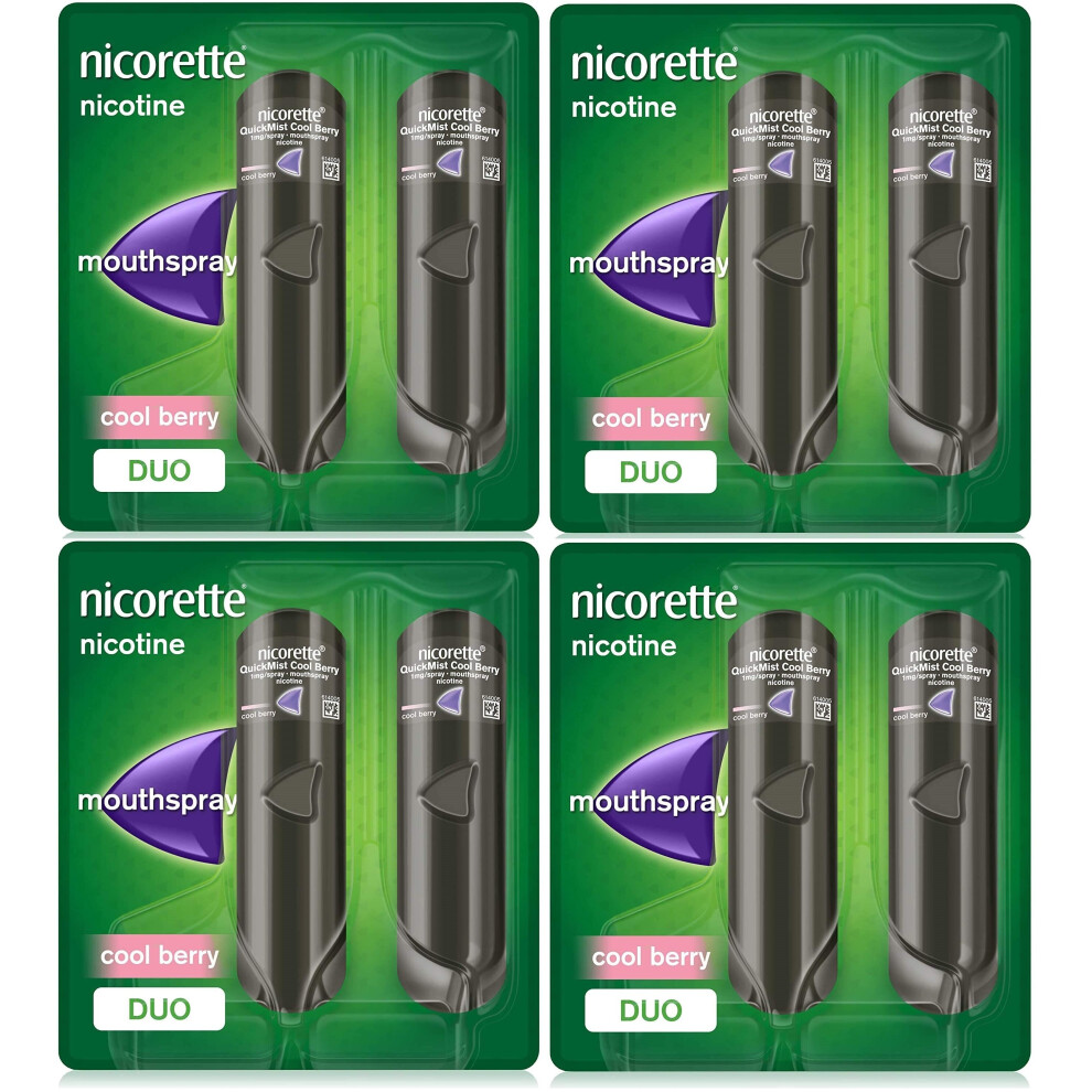 Nicorette QuickMist Cool Berry 2 x 150 1mg Mouth Spray (Bundle of 4)